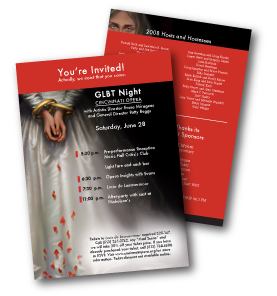 Klocke Design Corporate Portfolio Cincinnati Opera GLBT Night Invitation